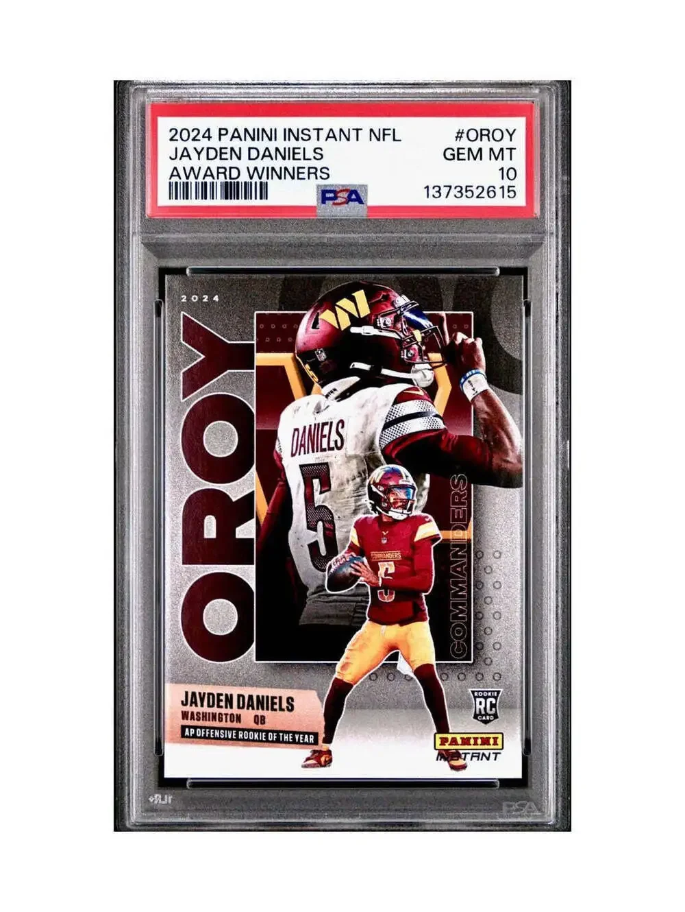 Jayden Daniels 2024 Panini NFL AP Offensive Rookie of the Year Commanders PSA 10
